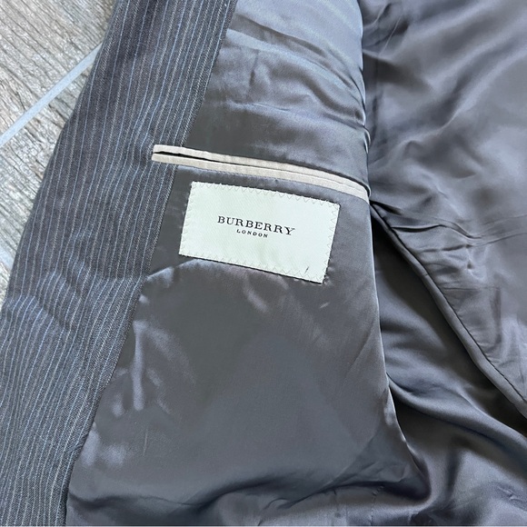Burberry London Pinstriped Blazer, Brown Blue, 100% Wool, Men’s Size 40 Long - Picture 11 of 15
